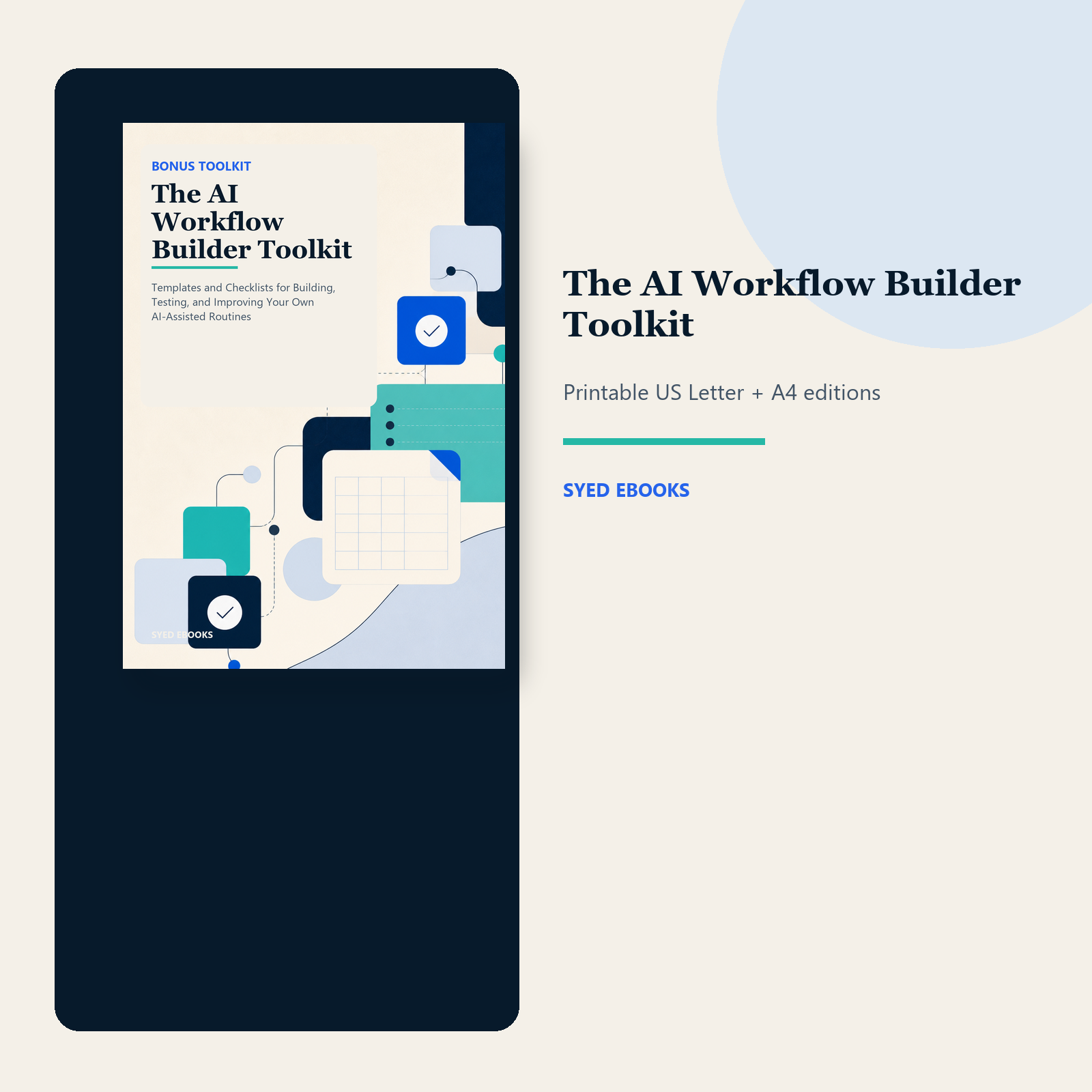AI Workflow Builder Toolkit printable PDF product mockup